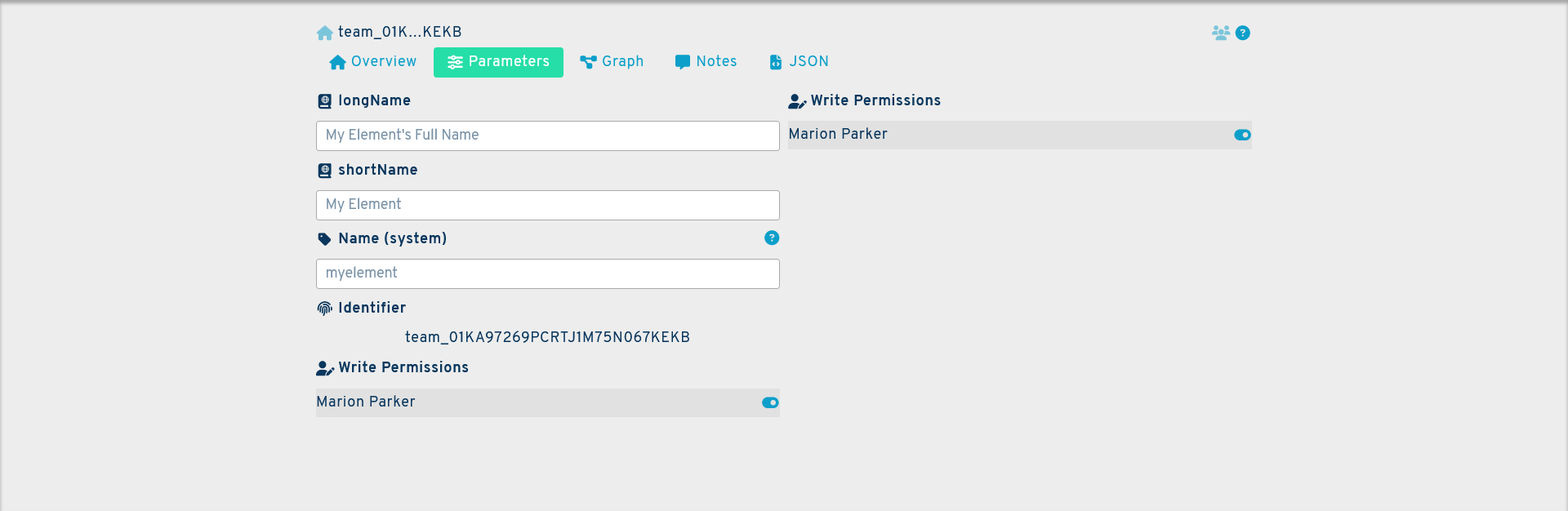 team parameters screenshot